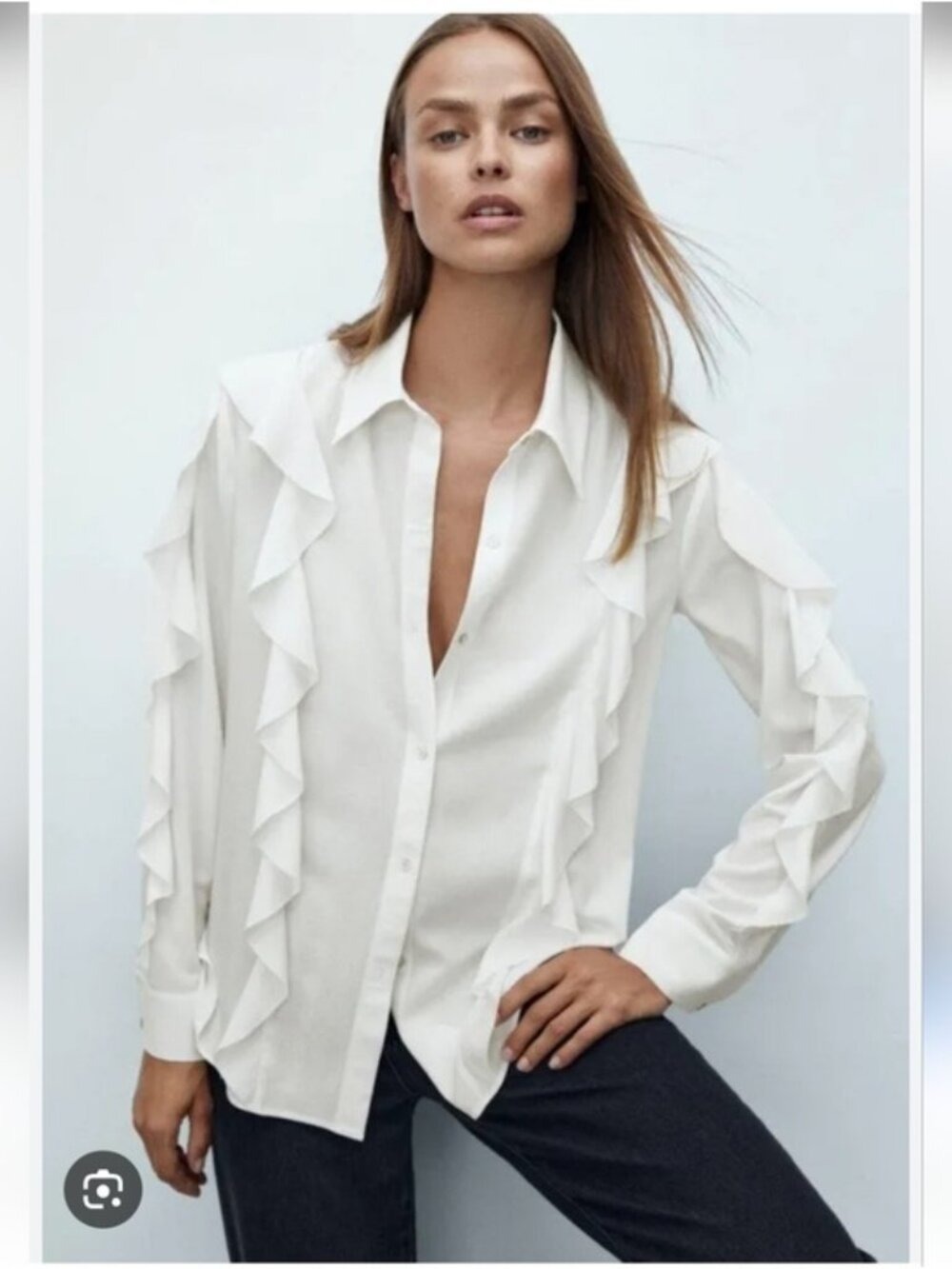 MASSIMO DUTTI | ruffle blouse White Sz 4